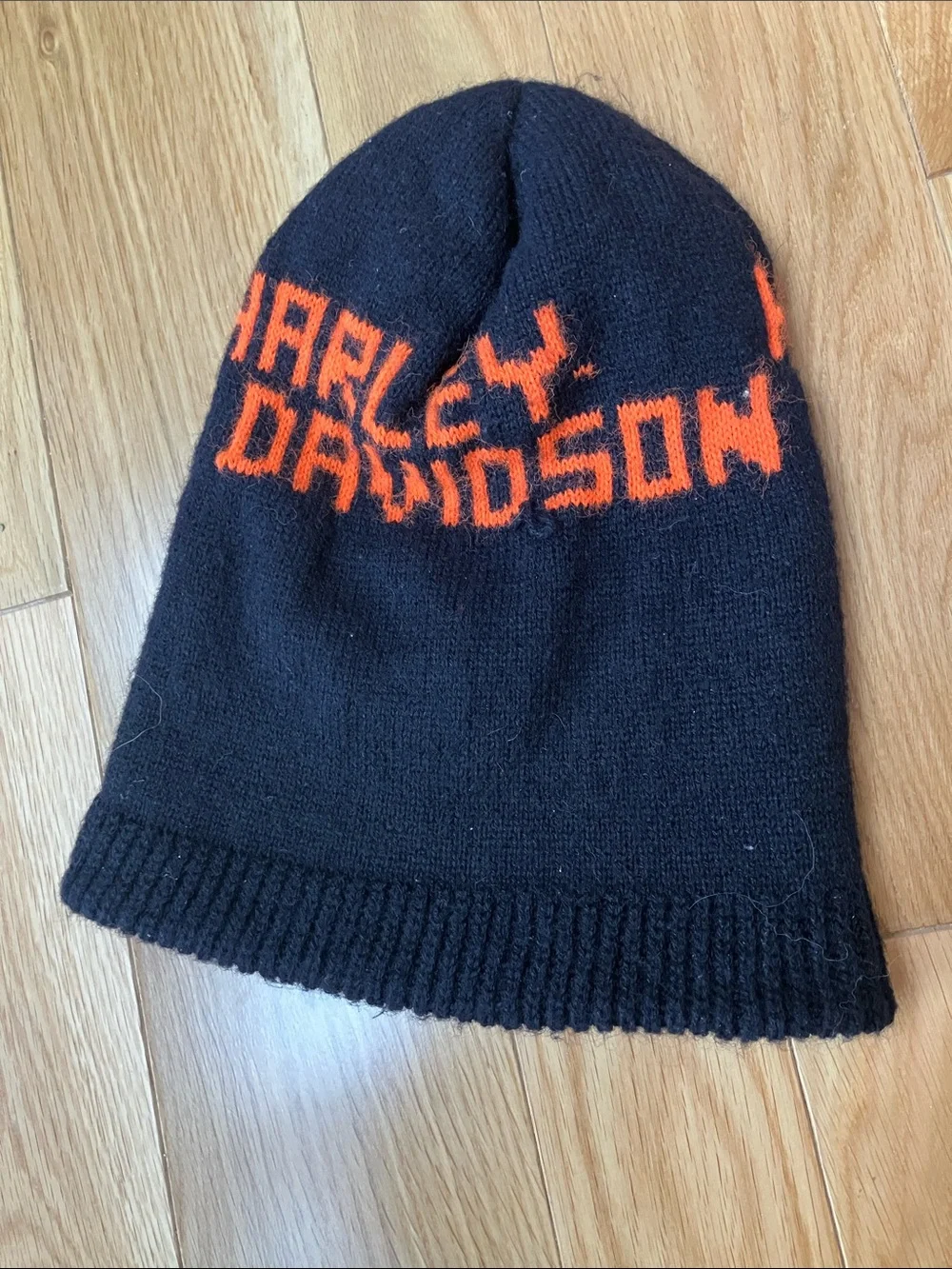 Harley-Davidson Black and Orange Kids Knit Beanie